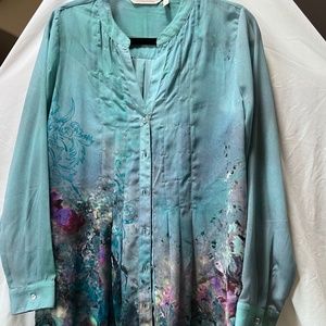Soft Surroundings Sheer Shirt with watercolor flowers
